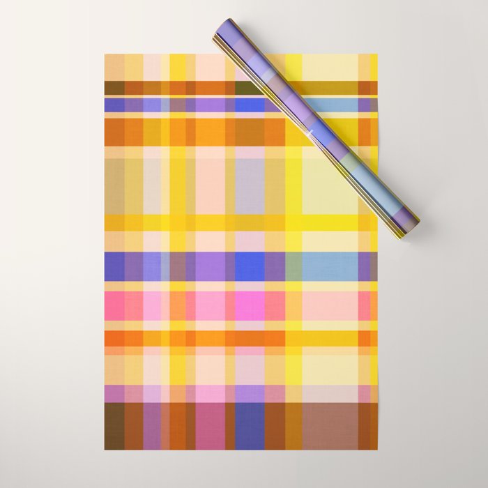 Colorful Retro Plaid Abstract Pattern - Yellow Wrapping Paper Gallery Image 1