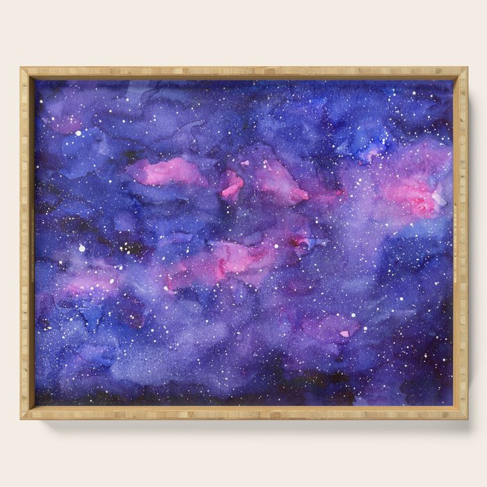Galaxy Pattern Watercolor Serving Tray Gallery Image 1