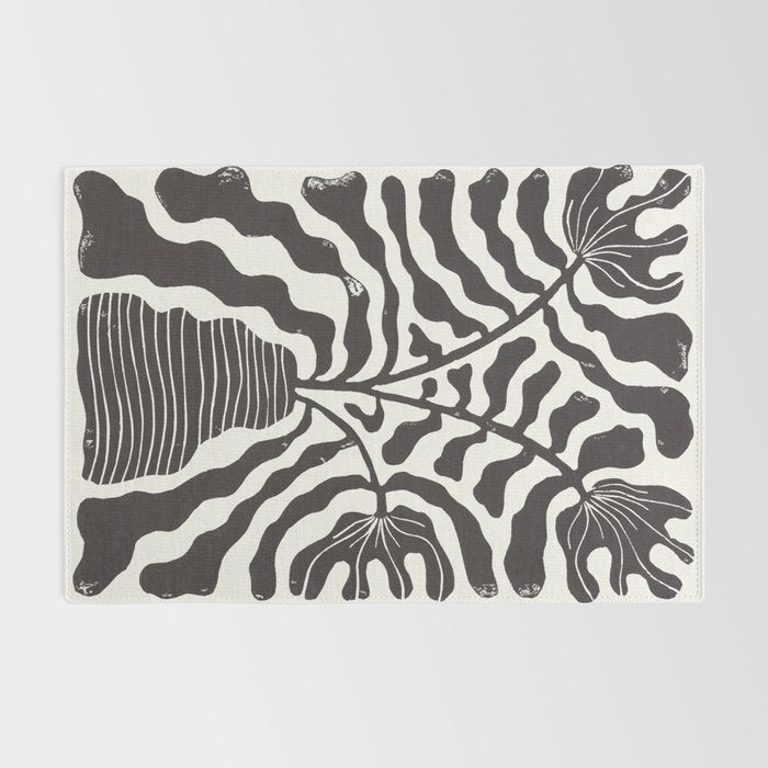 Still LIfe with Three Flowers in a Vase / Black & White Rug Gallery Image 2