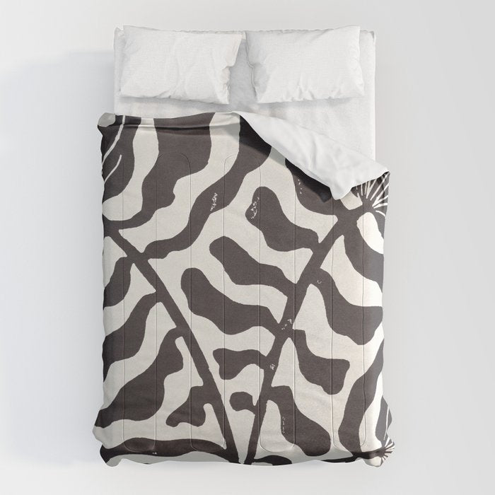 Still LIfe with Three Flowers in a Vase / Black & White Comforter Gallery Image 1