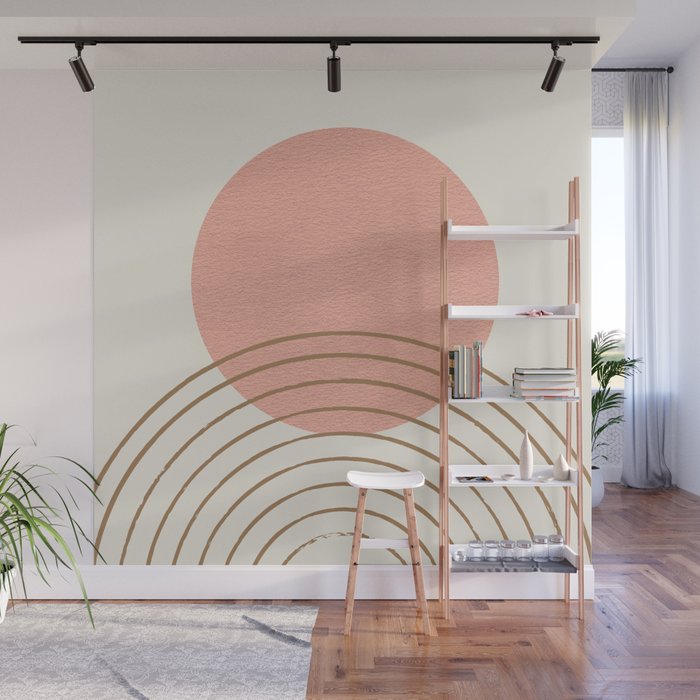 Pink Sun Mid-Century Full Wall Mural Gallery Image 1