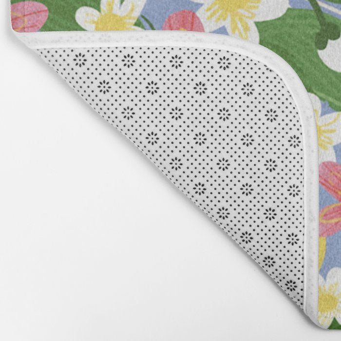 Lemons and Flowers on Blue Bath Mat Gallery Image 2