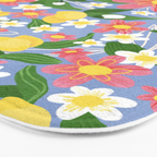 Lemons and Flowers on Blue Bath Mat Gallery Image 3
