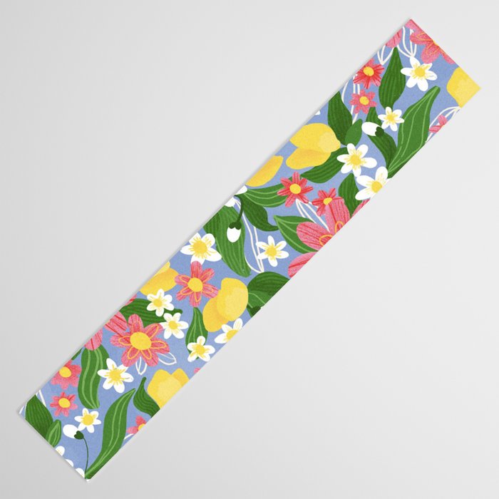 Lemons and Flowers on Blue Table Runner Gallery Image 3