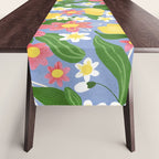 Lemons and Flowers on Blue Table Runner Gallery Image 1