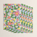 Lemons and Flowers on Blue Wrapping Paper Gallery Image 3