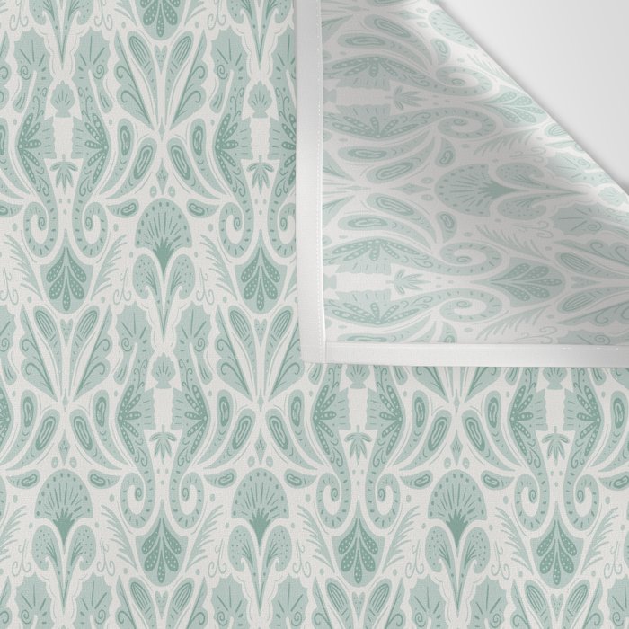 Seahorse Damask . Soft Aqua Wall Tapestry Gallery Image 3