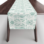 Seahorse Damask . Soft Aqua Table Runner Gallery Image 1