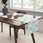 Seahorse Damask . Soft Aqua Table Runner Gallery Image 2