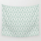 Seahorse Damask . Soft Aqua Wall Tapestry Gallery Image 4