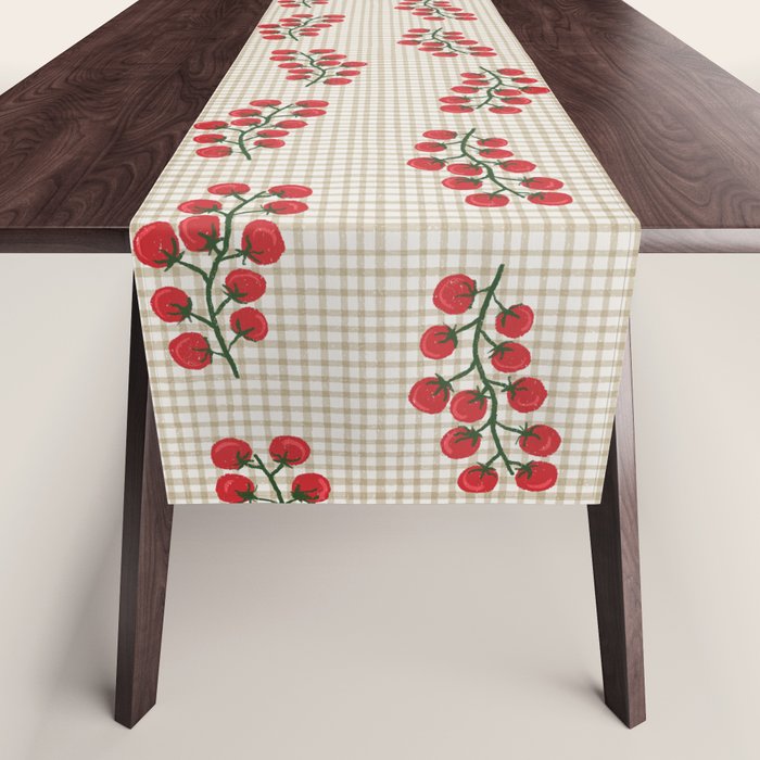 Cherry Tomato Plaid Farmers Market Table Runner Gallery Image 1