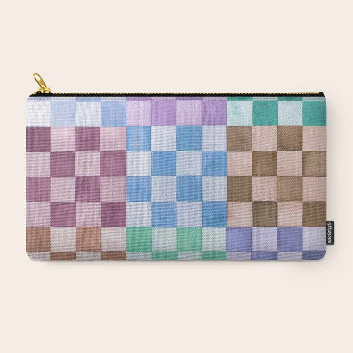 Handmade checker Cool tones Cozy heirloom Carry All Pouch Gallery Image 2