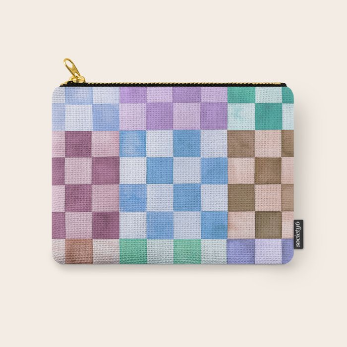 Handmade checker Cool tones Cozy heirloom Carry All Pouch Gallery Image 1