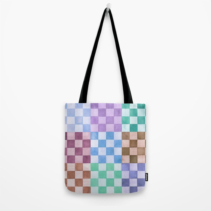 Handmade checker Cool tones Cozy heirloom Tote Bag Gallery Image 2