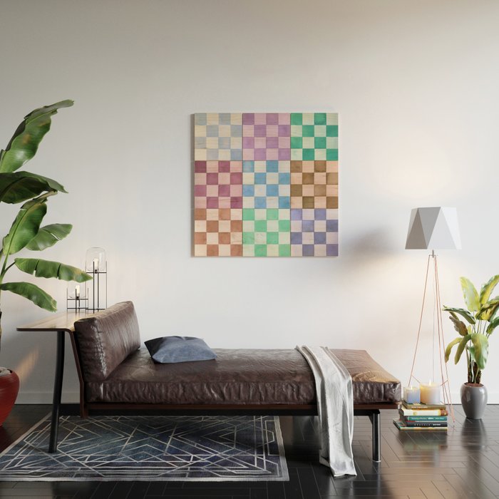 Handmade checker Cool tones Cozy heirloom Wood Wall Art Gallery Image 2