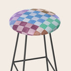 Handmade checker Cool tones Cozy heirloom Stool Gallery Image 2