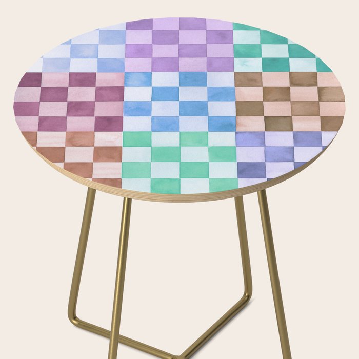 Handmade checker Cool tones Cozy heirloom Side Table Gallery Image 2