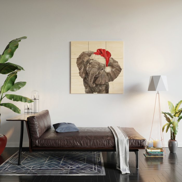 Christmas Baby Elephant Wood Wall Art Gallery Image 2