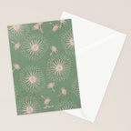 Make A Wish Dandelion Pattern in Sage Green & Peach Stationery Card Gallery Image 2