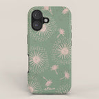 Make A Wish Dandelion Pattern in Sage Green & Peach iPhone Case Gallery Image 1