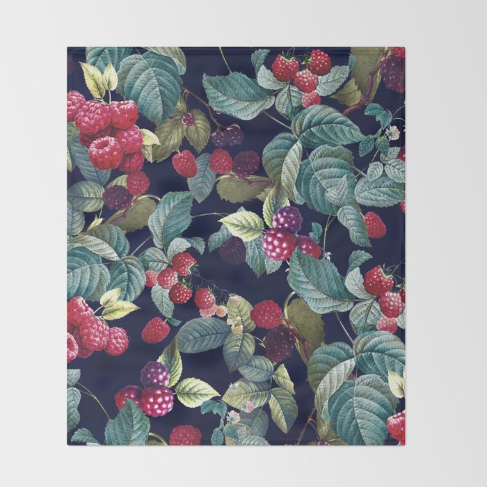 Wild Blackberry - Night  Throw Blanket Gallery Image 2