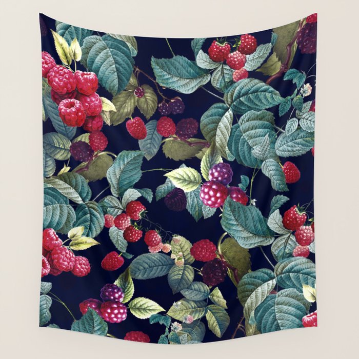 Wild Blackberry - Night  Wall Tapestry Gallery Image 4