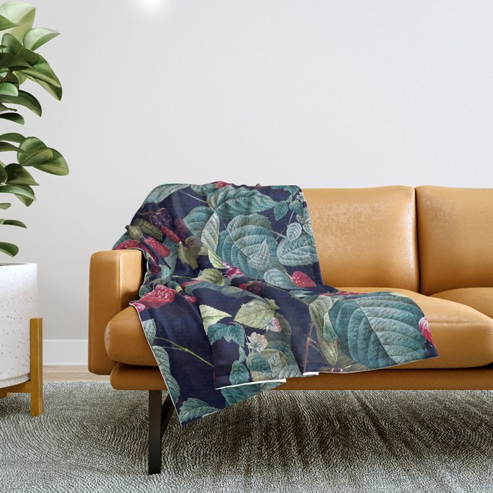 Wild Blackberry - Night  Throw Blanket Gallery Image 1