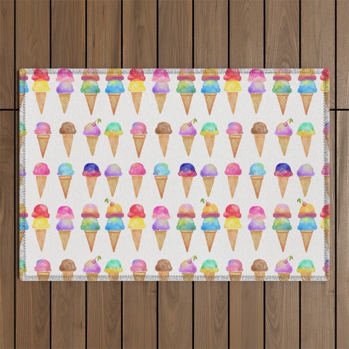 Summer Ice Cream Cones Outdoor Rug Gallery Image 1