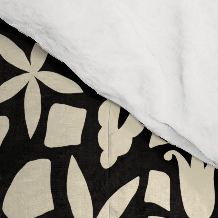 Folk Art Bunnies - black and cream Comforter Gallery Image 4