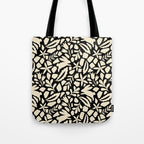Folk Art Bunnies - black and cream Tote Bag Gallery Image 1