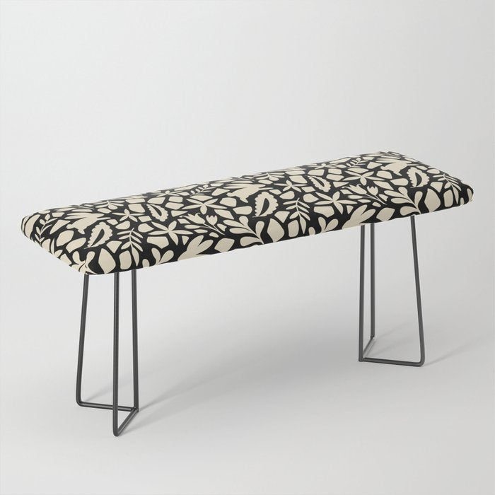 Folk Art Bunnies - black and cream Bench Gallery Image 1