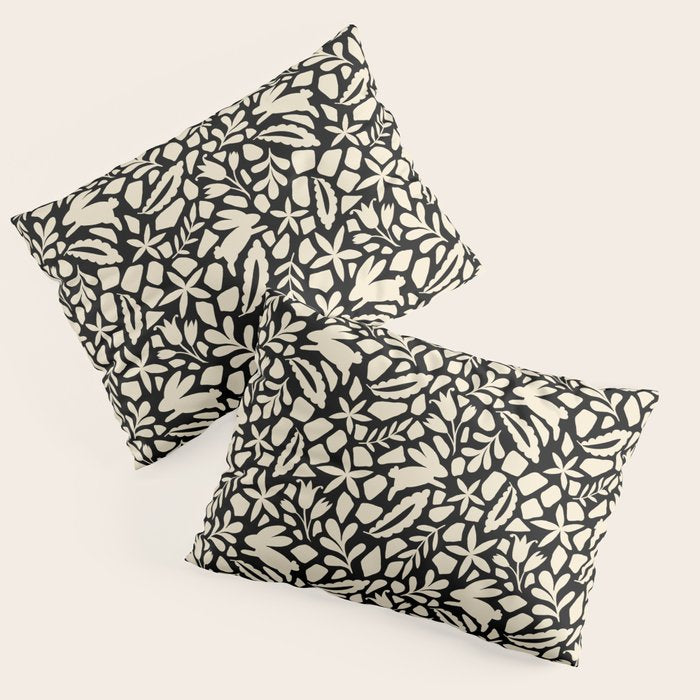 Folk Art Bunnies - black and cream Pillow Sham Gallery Image 3