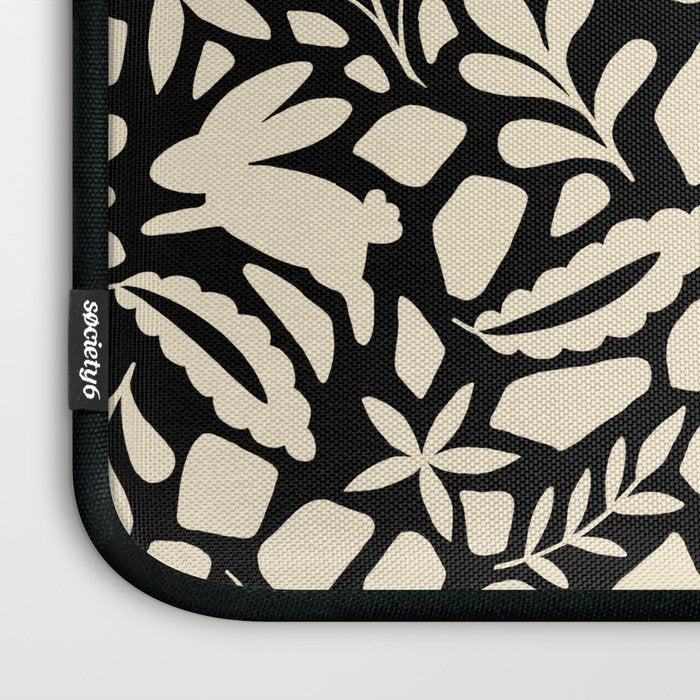 Folk Art Bunnies - black and cream Laptop Sleeve Gallery Image 3