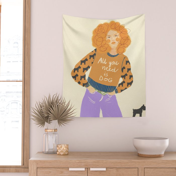 Dog love Wall Tapestry Gallery Image 2