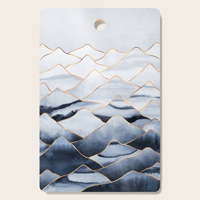 Mountains 2 - Gold Colored Lines Cutting Board Gallery Image 1
