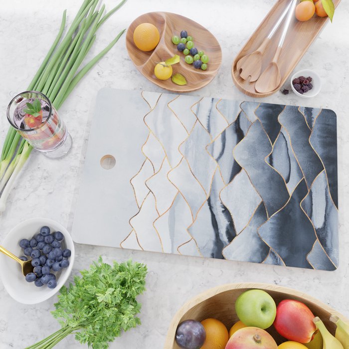 Mountains 2 - Gold Colored Lines Cutting Board Gallery Image 2
