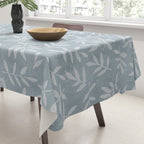 Simple Scandinavian Ditsy Leaf Pattern Blue Grey Tablecloth Gallery Image 3