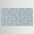 Simple Scandinavian Ditsy Leaf Pattern Blue Grey Tablecloth Gallery Image 2