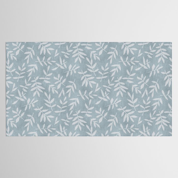 Simple Scandinavian Ditsy Leaf Pattern Blue Grey Tablecloth Gallery Image 2
