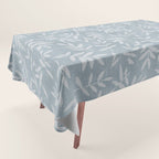 Simple Scandinavian Ditsy Leaf Pattern Blue Grey Tablecloth Gallery Image 1