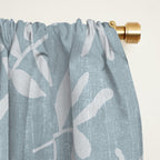 Simple Scandinavian Ditsy Leaf Pattern Blue Grey Window Curtain Gallery Image 2