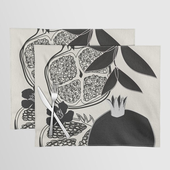 Line Art Pomegranates 1 Placemat Gallery Image 1