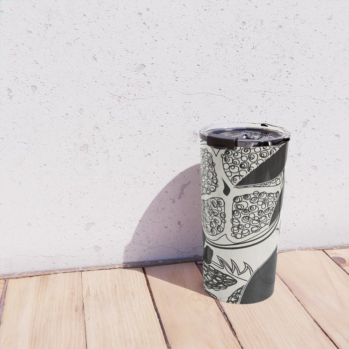 Line Art Pomegranates 1 Travel Mug Gallery Image 4