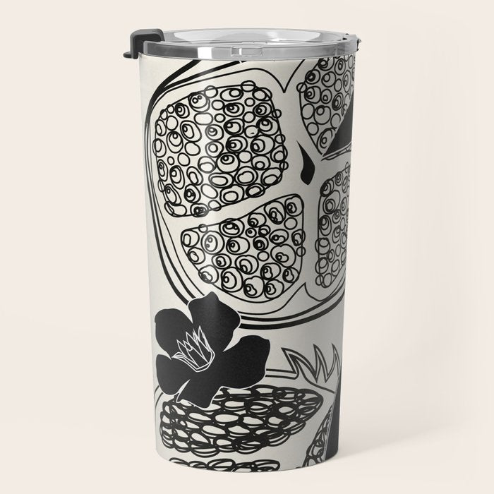 Line Art Pomegranates 1 Travel Mug Gallery Image 3