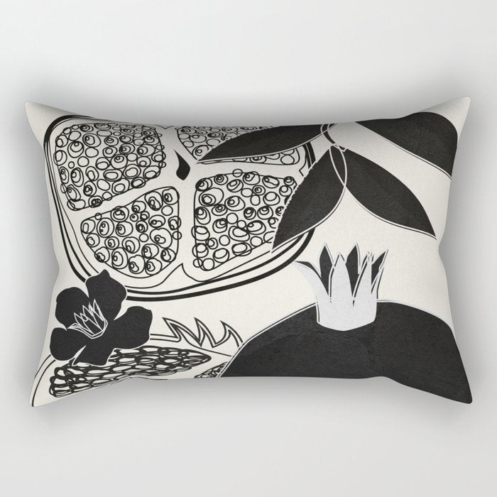 Line Art Pomegranates 1 Rectangular Pillow Gallery Image 2