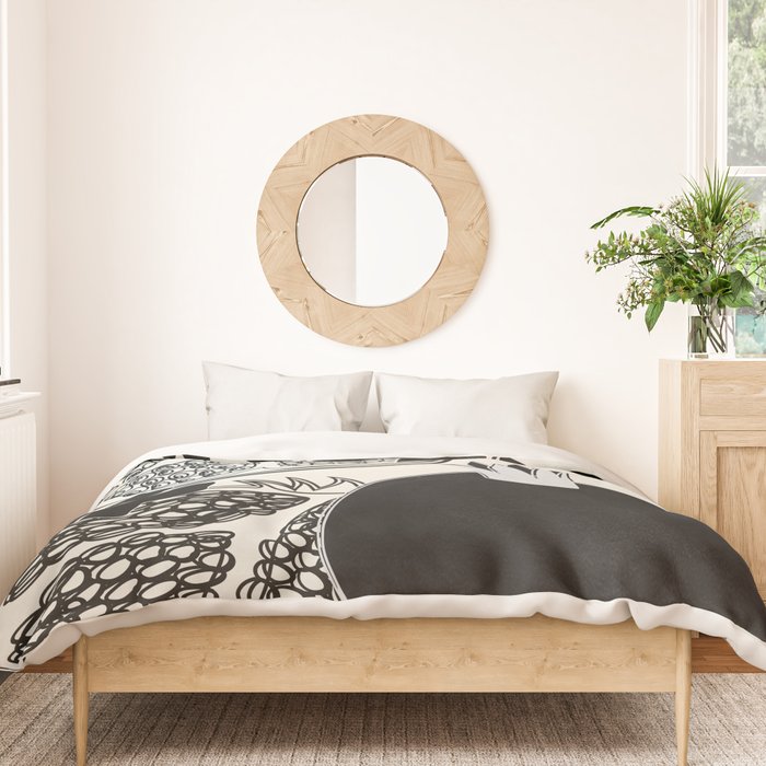 Line Art Pomegranates 1 Duvet Cover Gallery Image 3