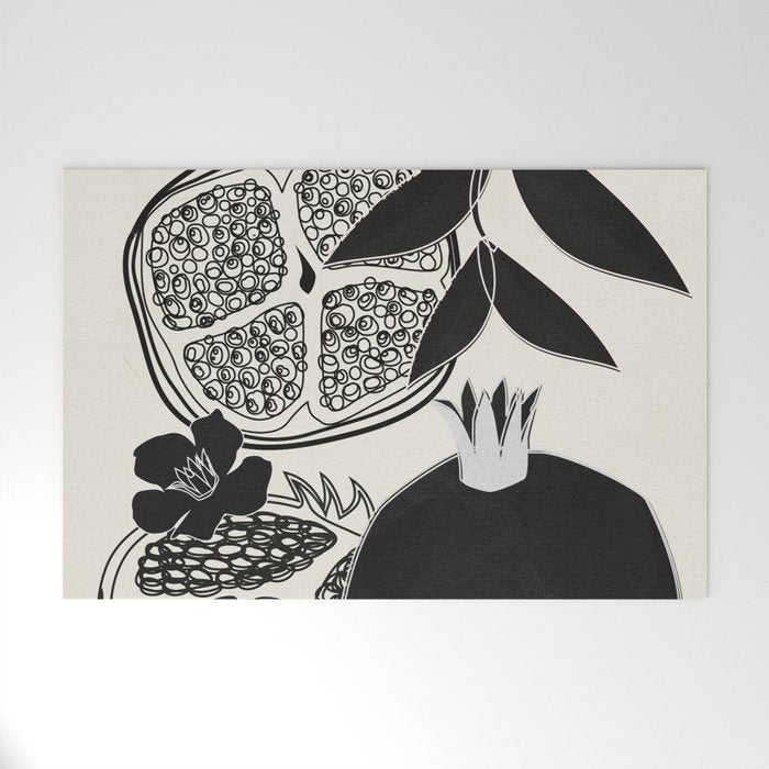 Line Art Pomegranates 1 Welcome Mat Gallery Image 1