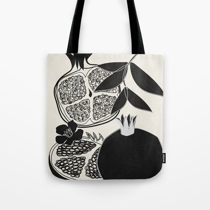 Line Art Pomegranates 1 Tote Bag Gallery Image 1
