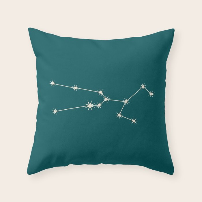 Taurus Zodiac Star Constellation Line Art Deep Teal Throw Pillow Gallery Image 6