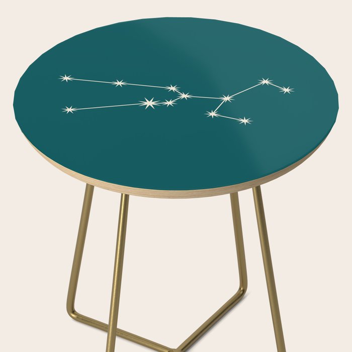 Taurus Zodiac Star Constellation Line Art Deep Teal Side Table Gallery Image 2
